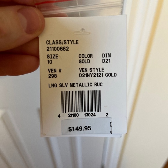 Davids Bridal Gold Long Sleeve Mini Dress Size 10 - Picture 3 of 3